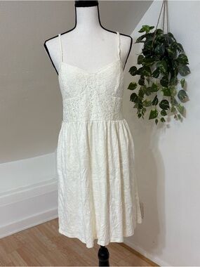 American Eagle Outfitters Cream Lace Sundress Babydoll Summer coquette Dress Med